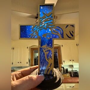 Hand crafted by me wood cross with Jesus Face approximately 7”x5” made to order